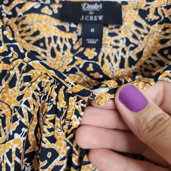J. CREW x Drake's London Top Womens‎ 0 Giraffe Print Bell Sleeve Keyhole Neck - Picture 8 of 12